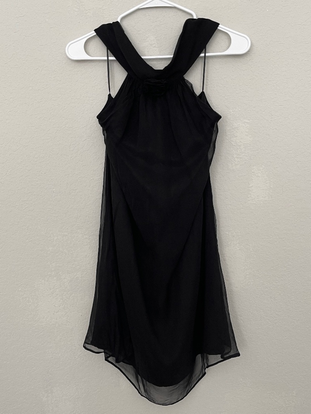 Alice & Olivia Silk Dress Women's XS Black Halter Neck Lined Mini Sleeveless